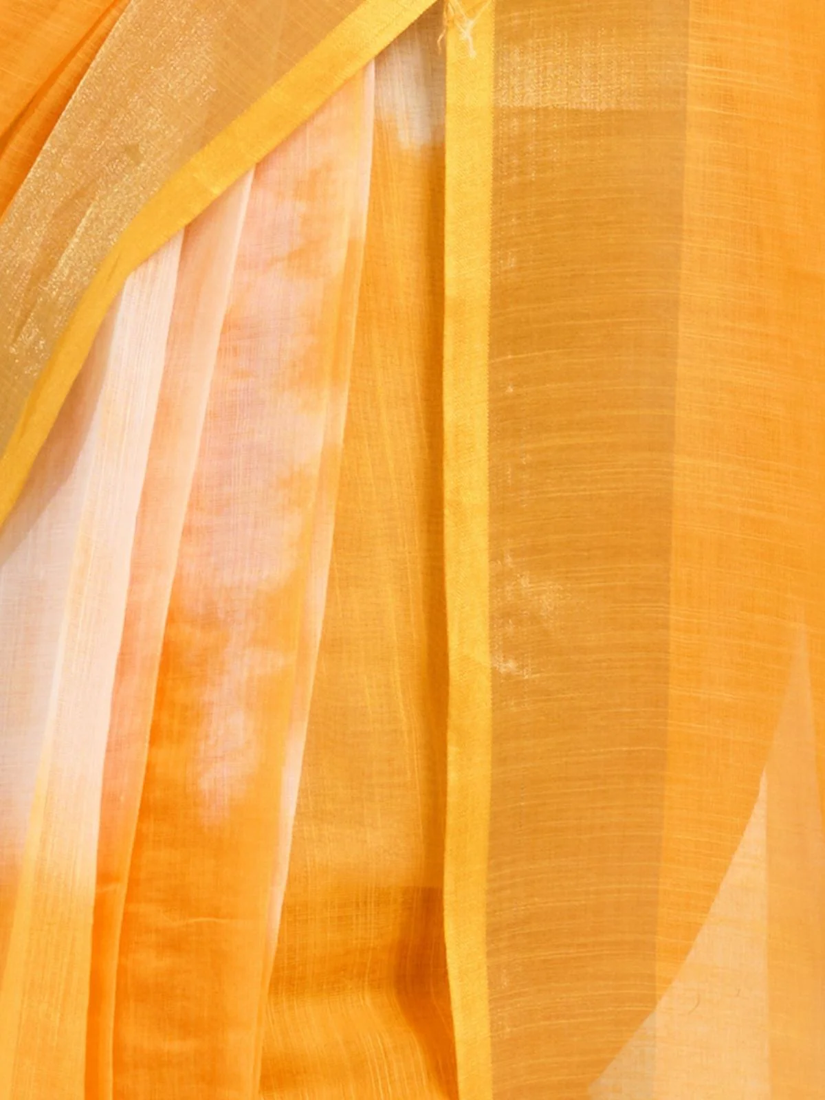 Odette Orange And White Cotton Linen Zari Work Saree For Women - Image 6