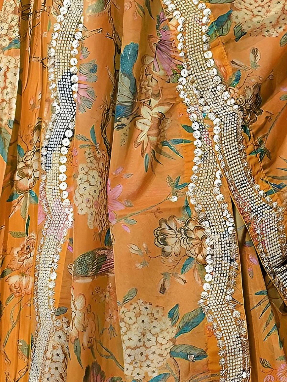 Odette Orange Georgette Embellished Semi-Stitched Lehenga For Women - Image 4