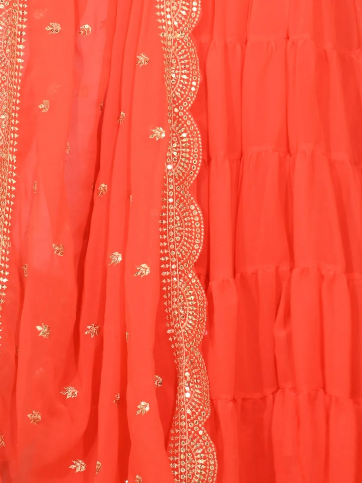 Odette Orange Georgette Embroidered Stitched Kurta Set For Women - Image 6