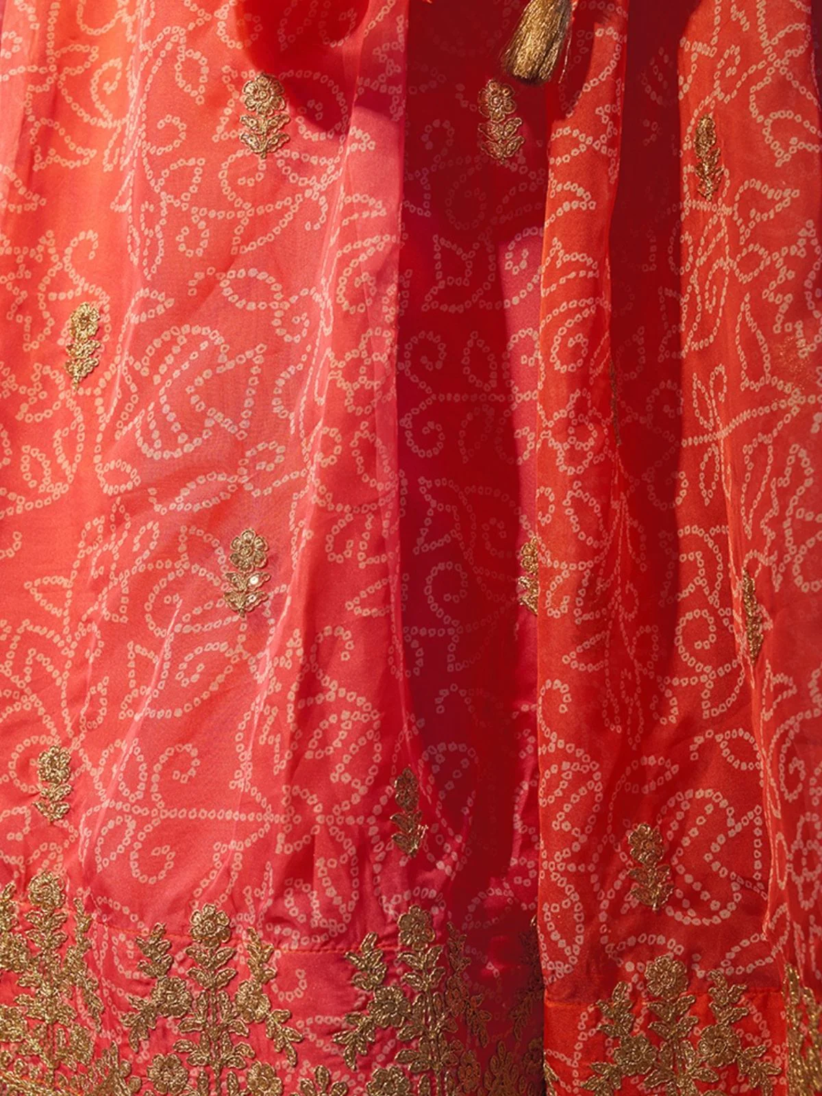 Odette Orange Organza Embroidered Semi-Stitched Lehenga For Women - Image 7