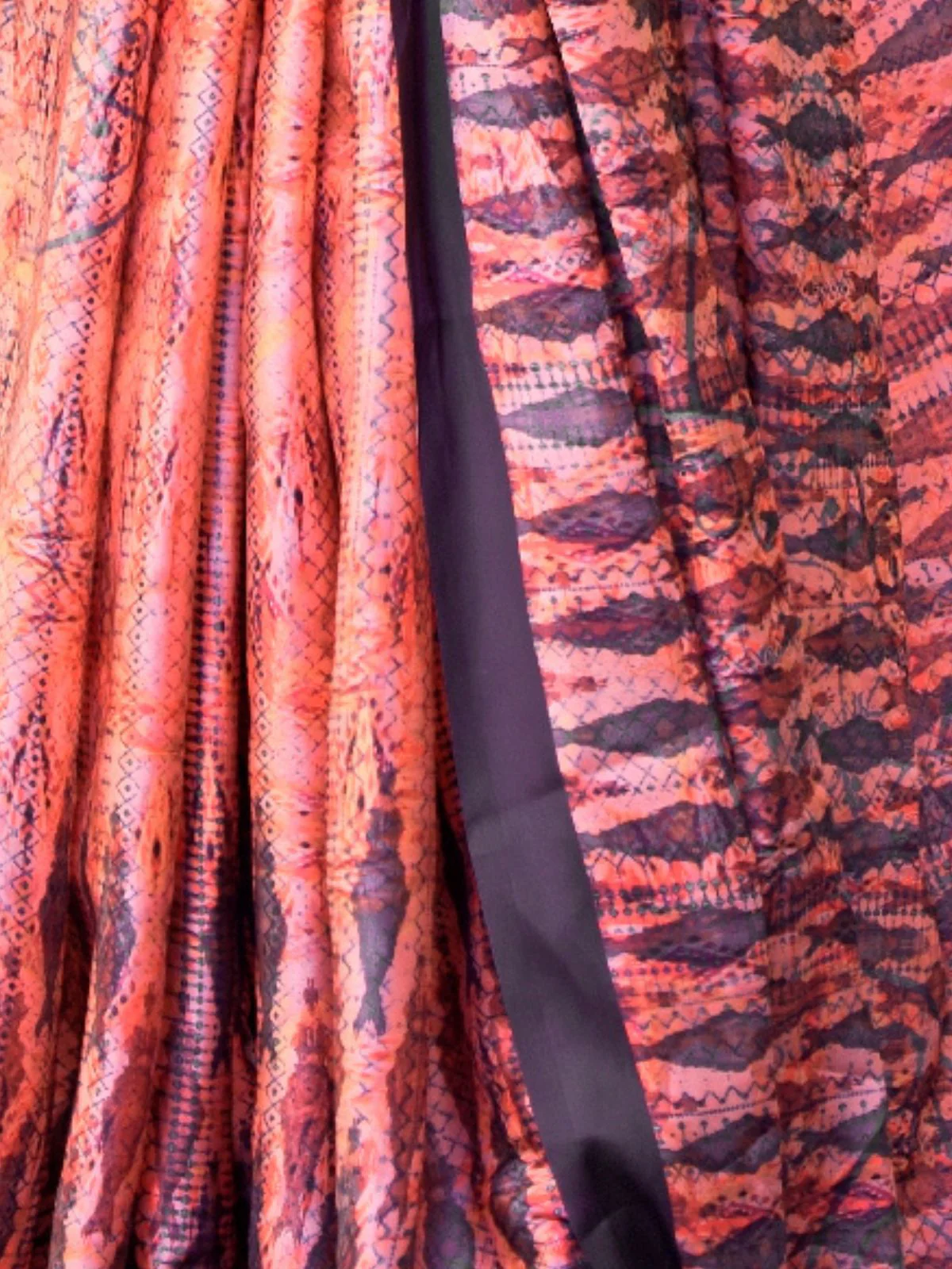 Odette Orange Satin Printed Saree With Unstitched Blouse For Women - Image 3