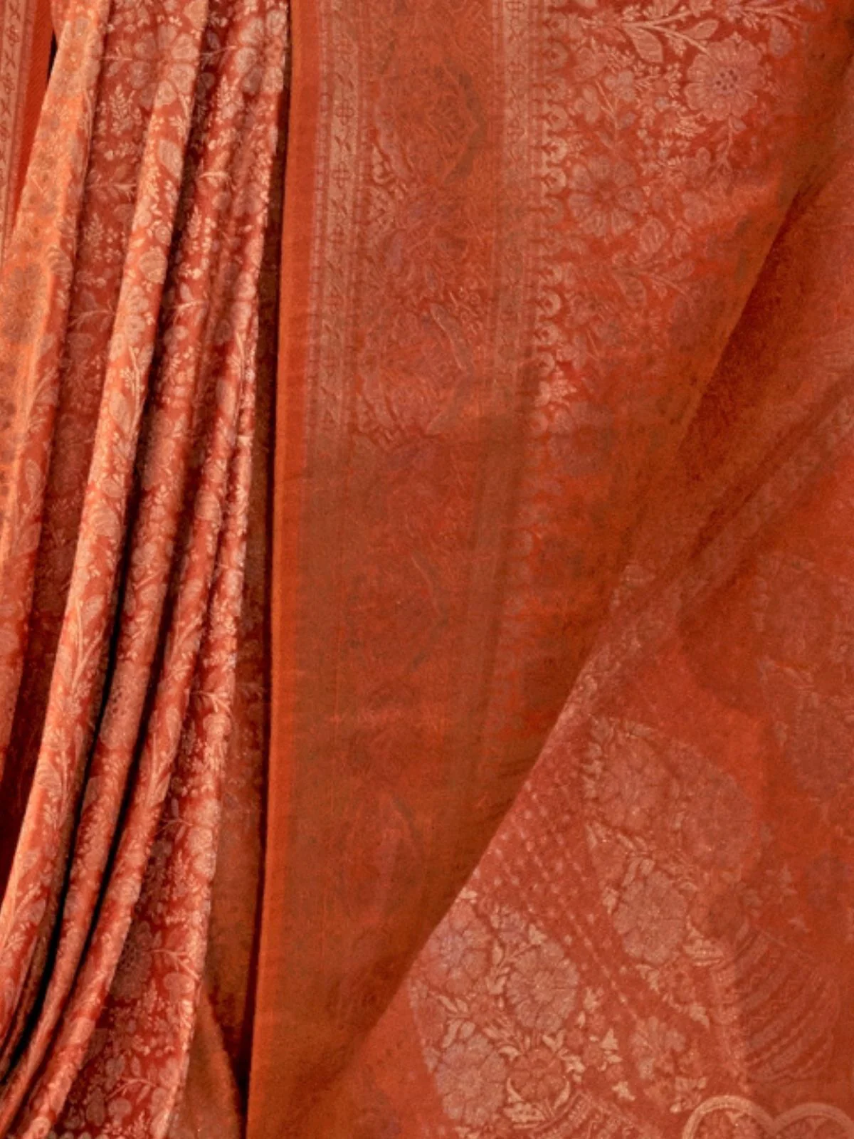 Odette Orange Silk Blend Woven Saree With Unstitched Blouse For Women - Image 3