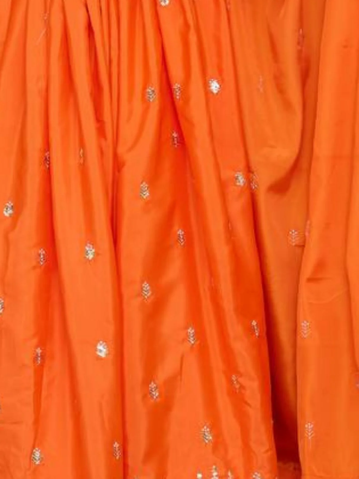 Odette Orange Silk Solid Stitched Kurta Set For Women - Image 5