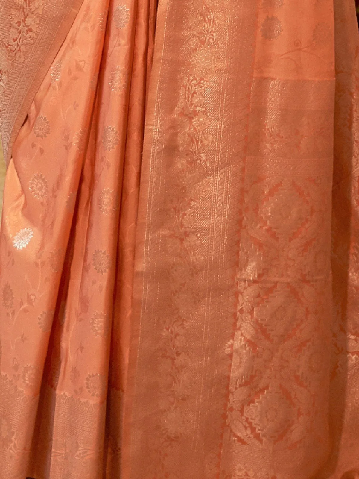 Odette Orange Woven Design Silk Blend Saree With Unstitched Blouse For Women - Image 3