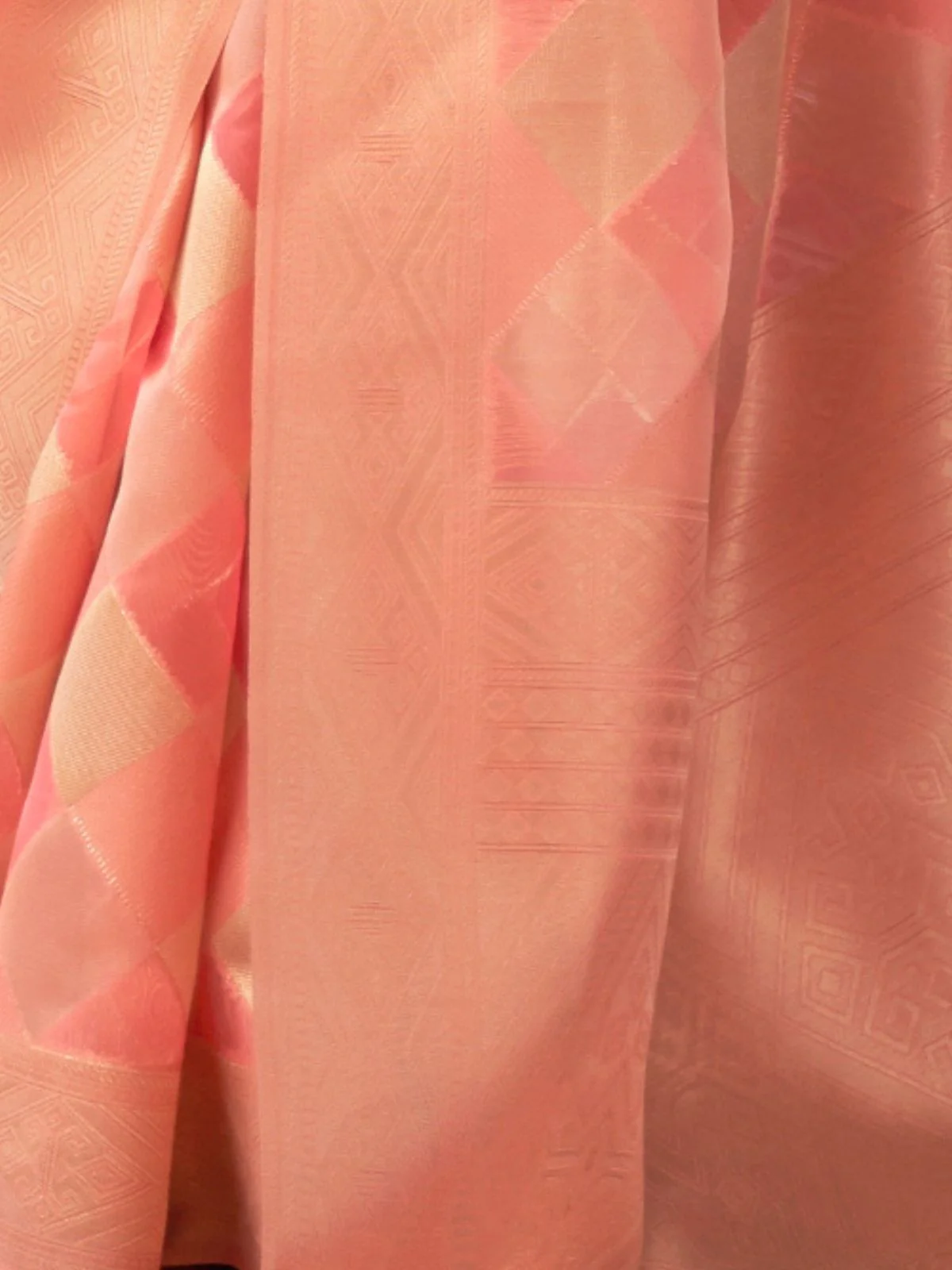 Odette Orange Woven Design Silk Blend Saree With Unstitched Blouse For Women - Image 3