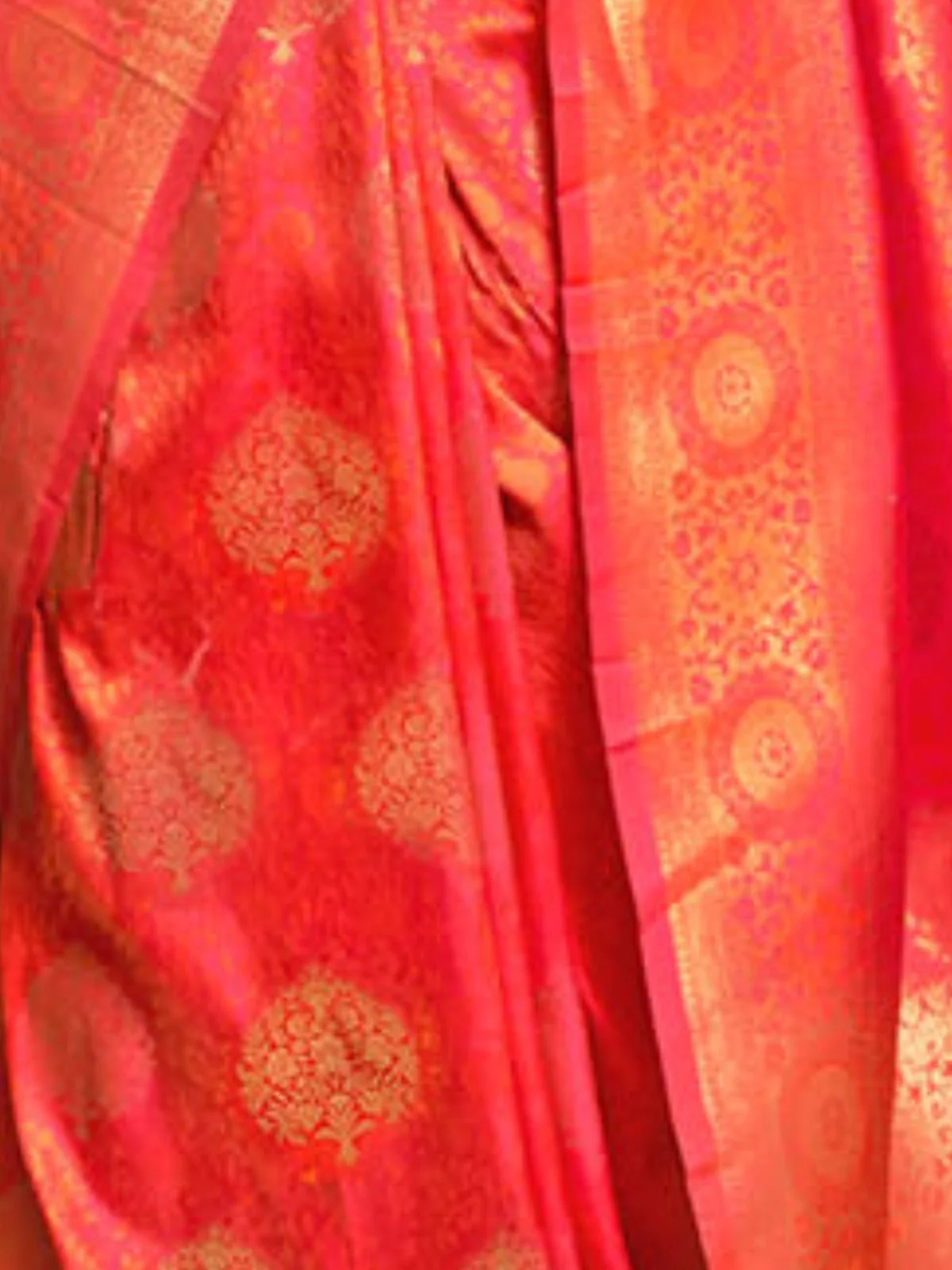 Odette Orange Woven Design Silk Blend Saree With Unstitched Blouse For Women - Image 3