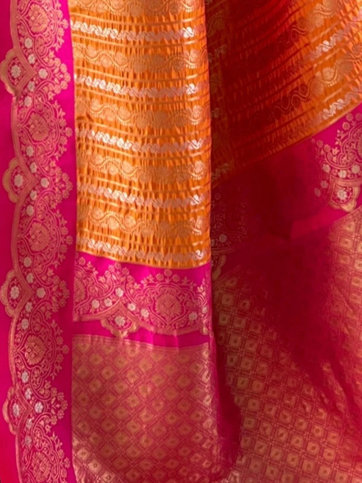 Odette Orange Woven Design Soft Silk Saree With Unstitched Blouse For Women - Image 4