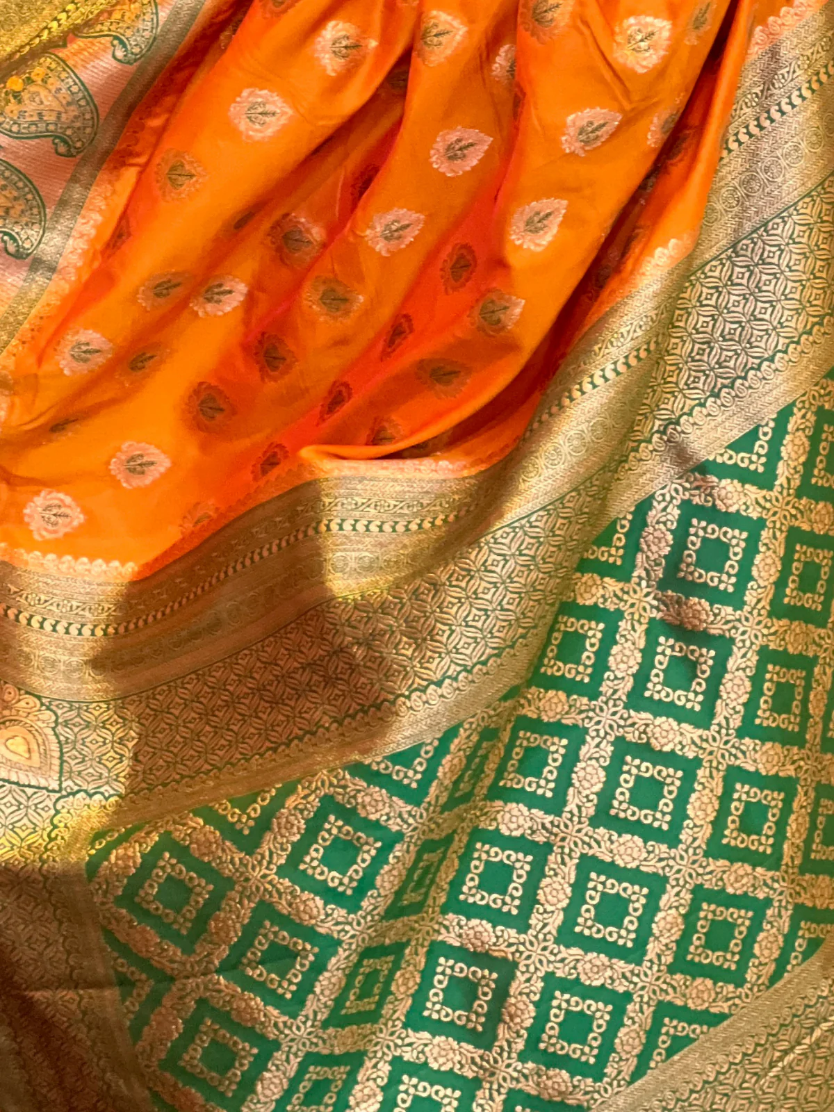 Odette Orange Woven Design Soft Silk Saree With Unstitched Blouse For Women - Image 3