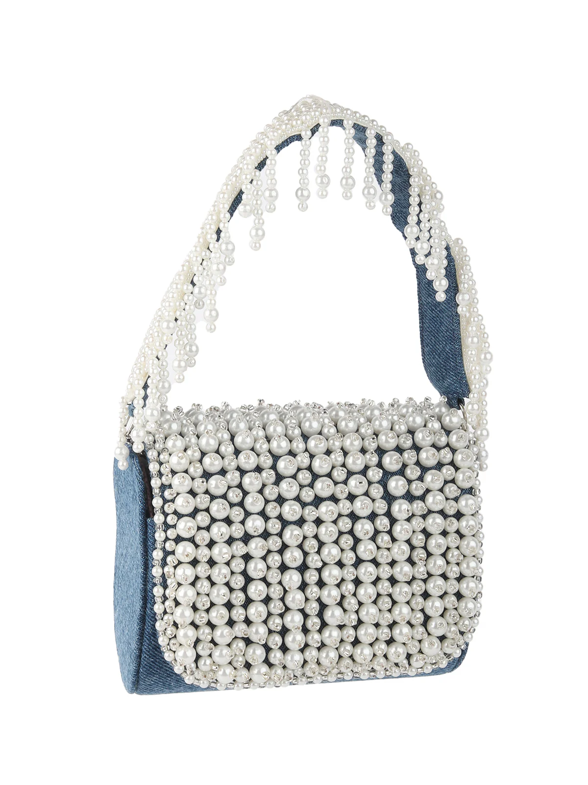 Odette Ornate Blue Denim Embroidered Clutch For Women - Image 3