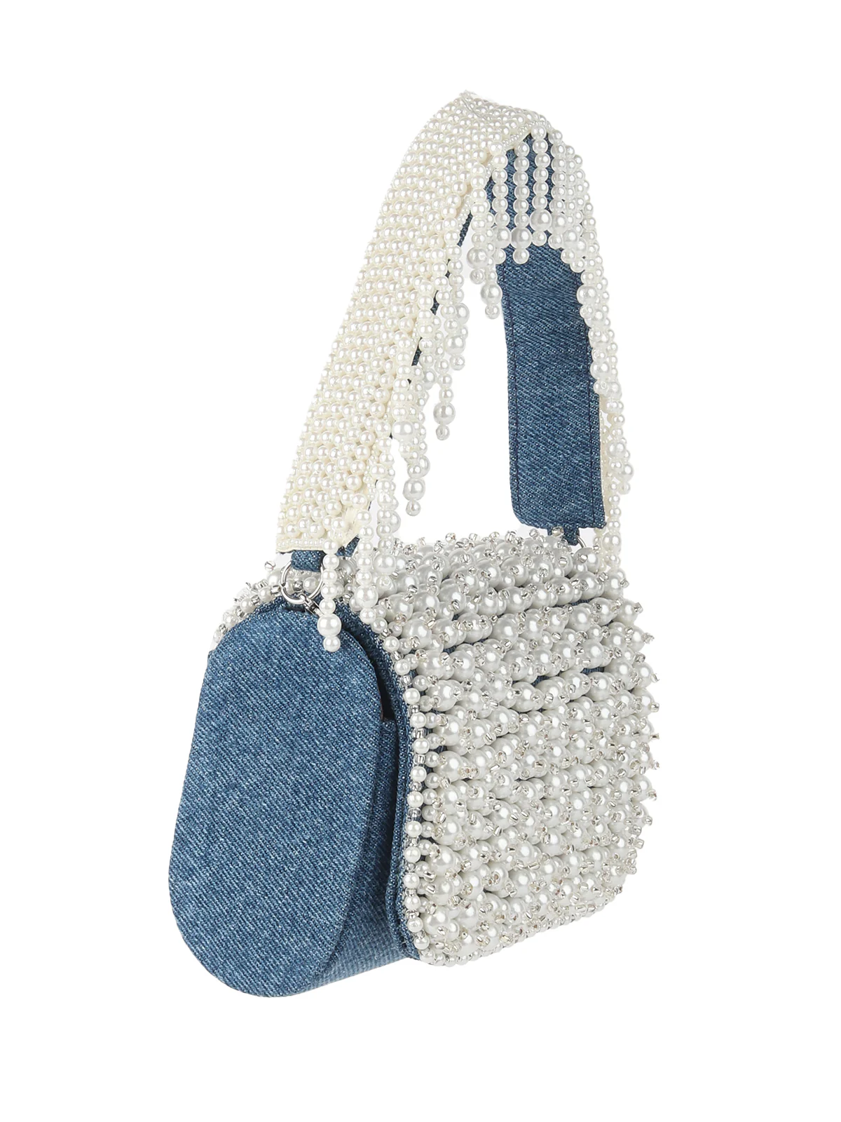 Odette Ornate Blue Denim Embroidered Clutch For Women - Image 4