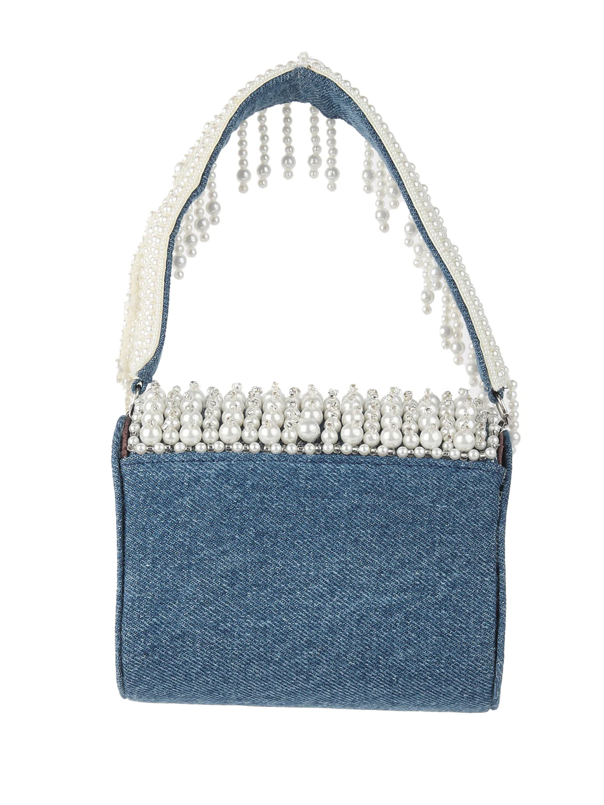 Odette Ornate Blue Denim Embroidered Clutch For Women - Image 5