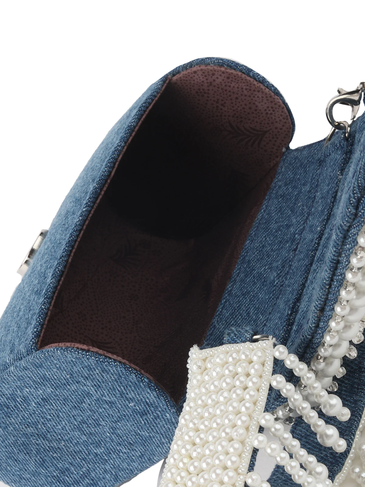 Odette Ornate Blue Denim Embroidered Clutch For Women - Image 6