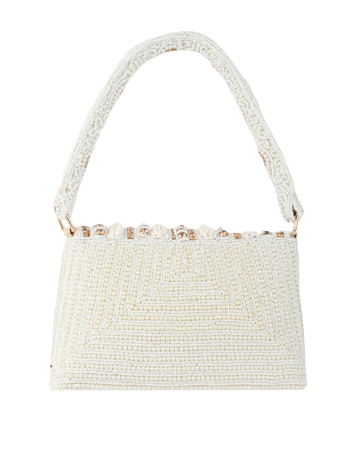 Odette Ornate White Pearl Embroidered Clutch For Women - Image 5