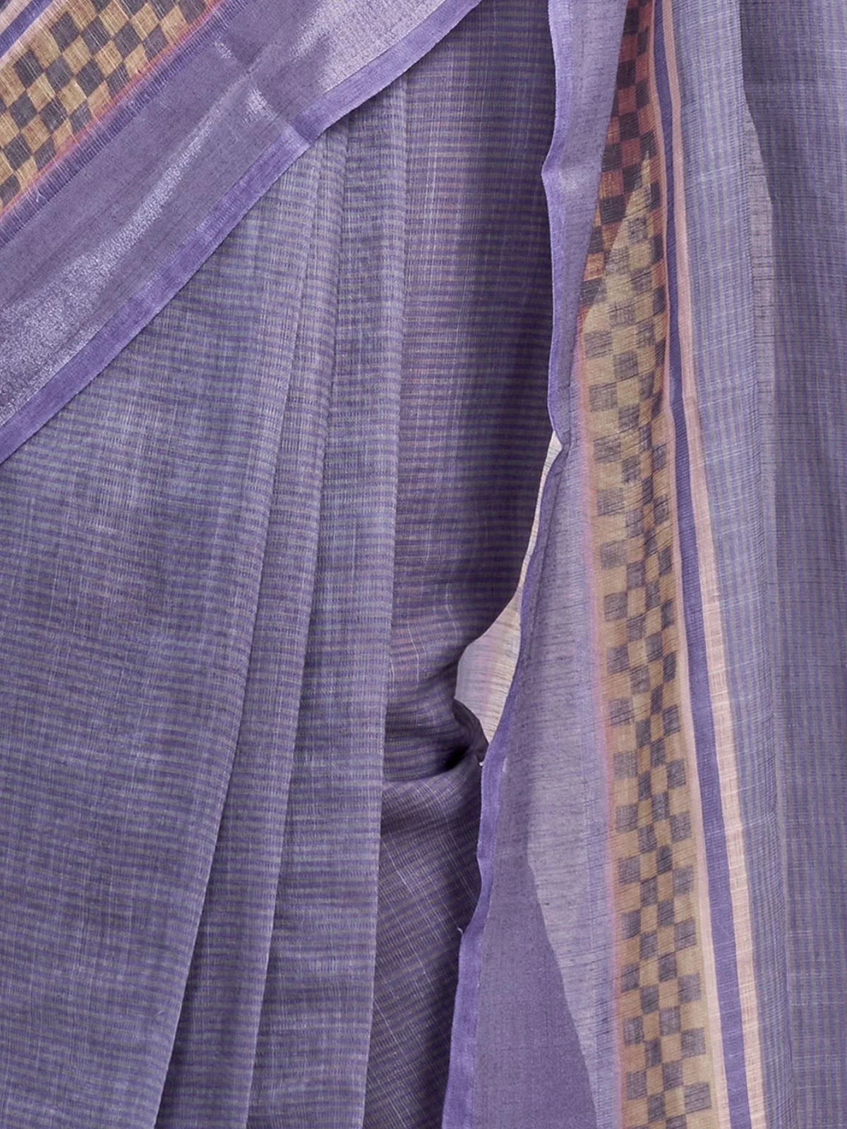 Odette Pastel Blue Cotton Linen Zari Work Saree For Women - Image 6