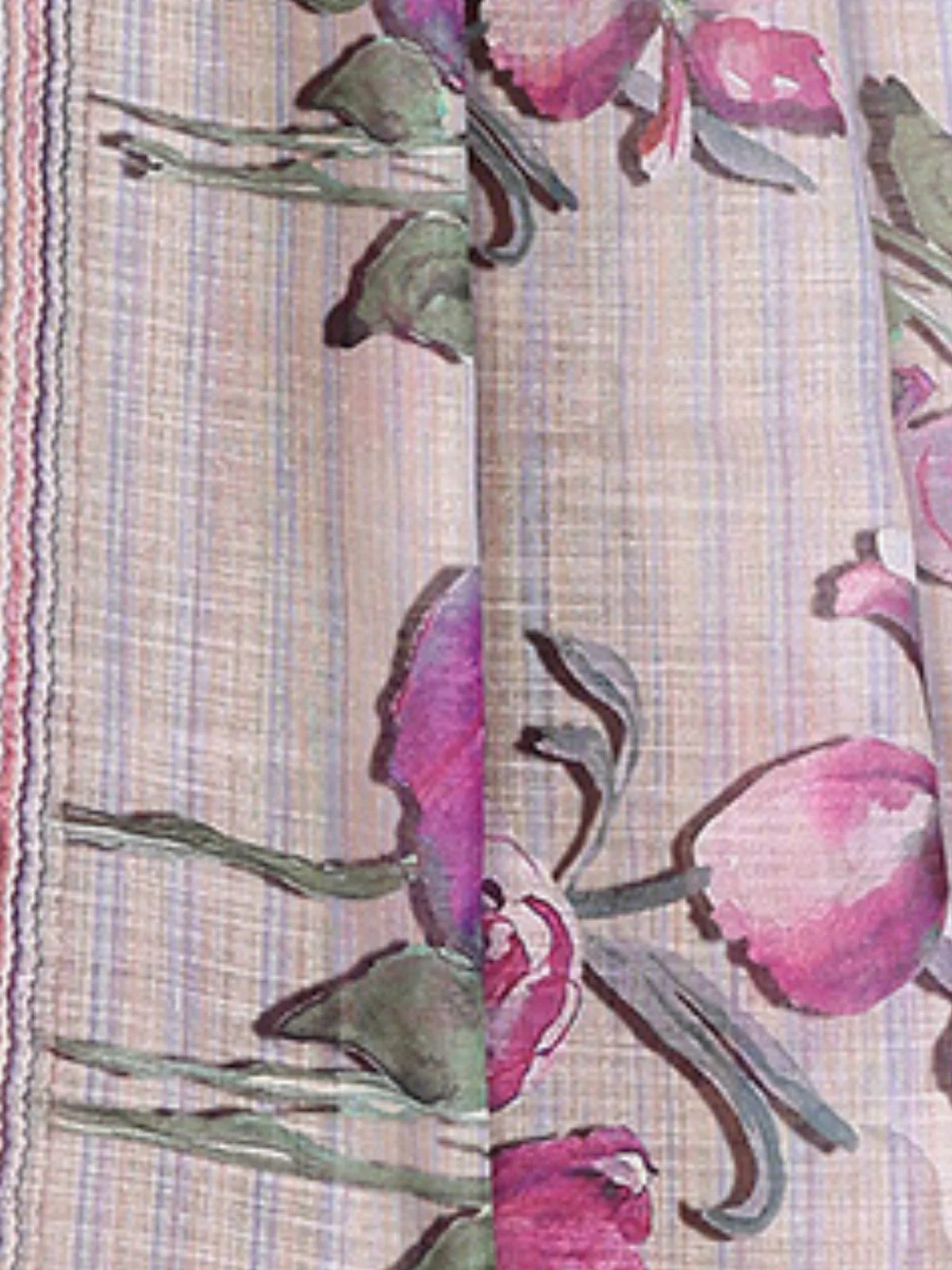 Odette Pastel Grey Cotton Linen Solid Printed Saree For Women - Image 5