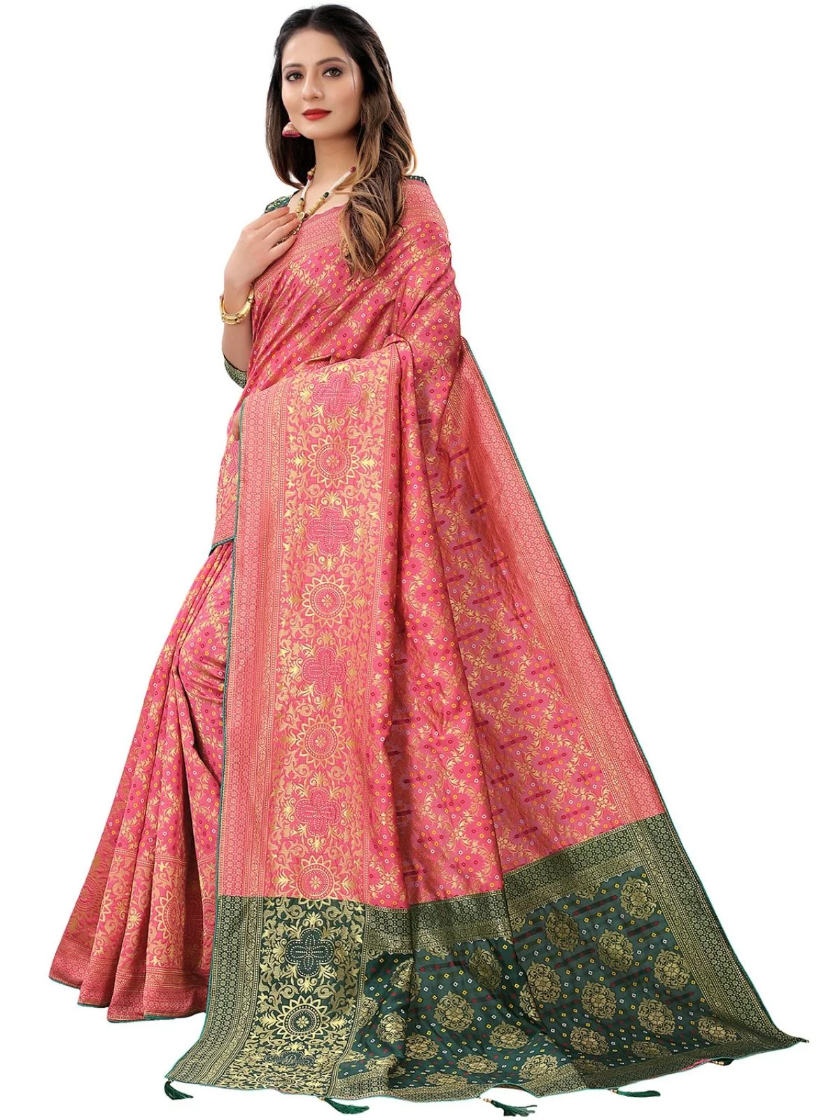 Odette Pastel Pink Silk Blend Embellished Saree For Women - Image 2