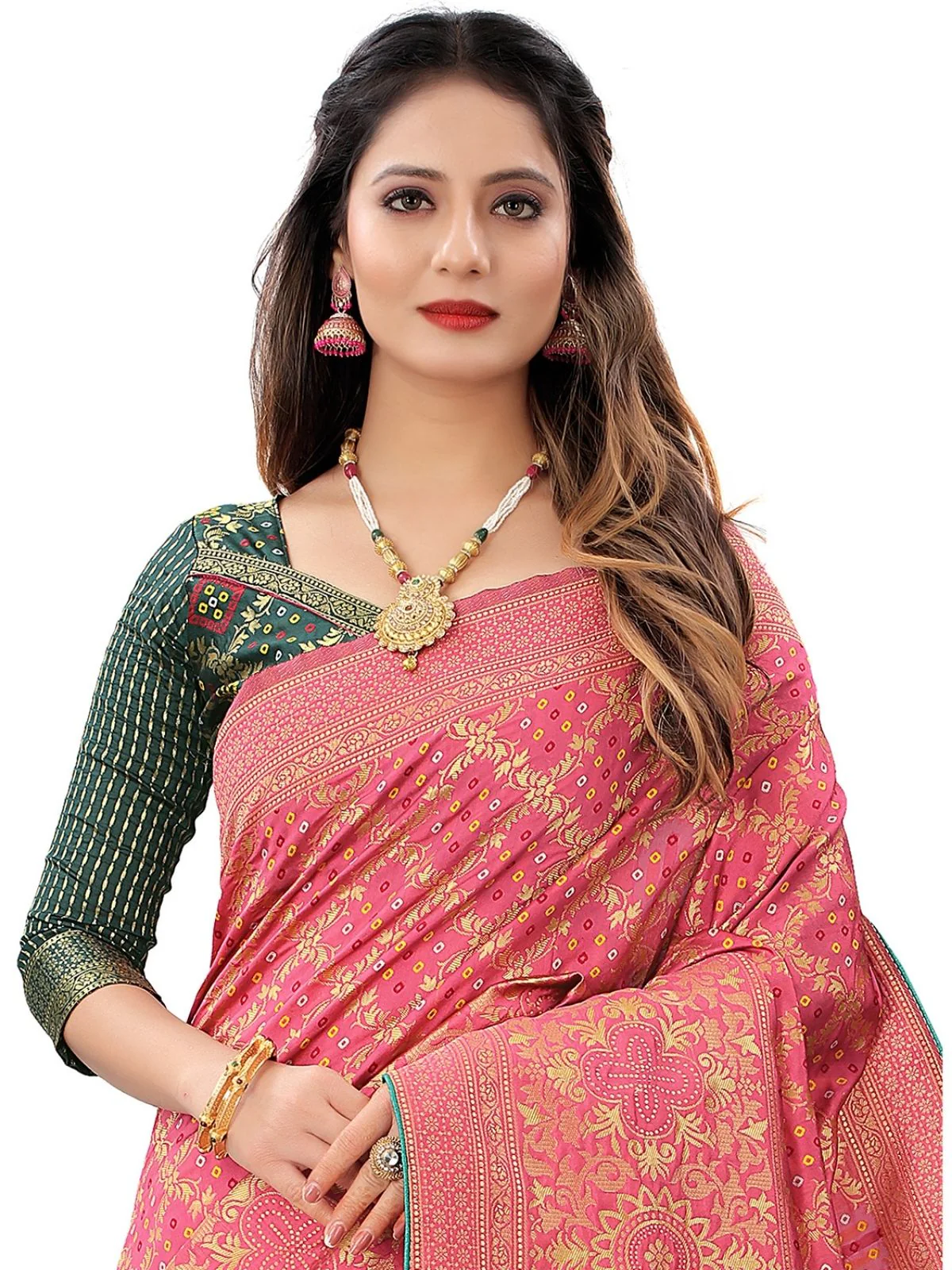 Odette Pastel Pink Silk Blend Embellished Saree For Women - Image 4
