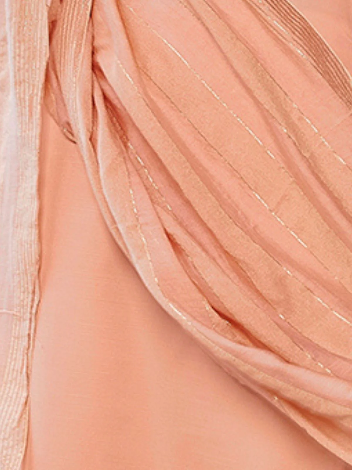 Odette Peach Cotton Blend Solid Stiched Kurta Set For Women - Image 6