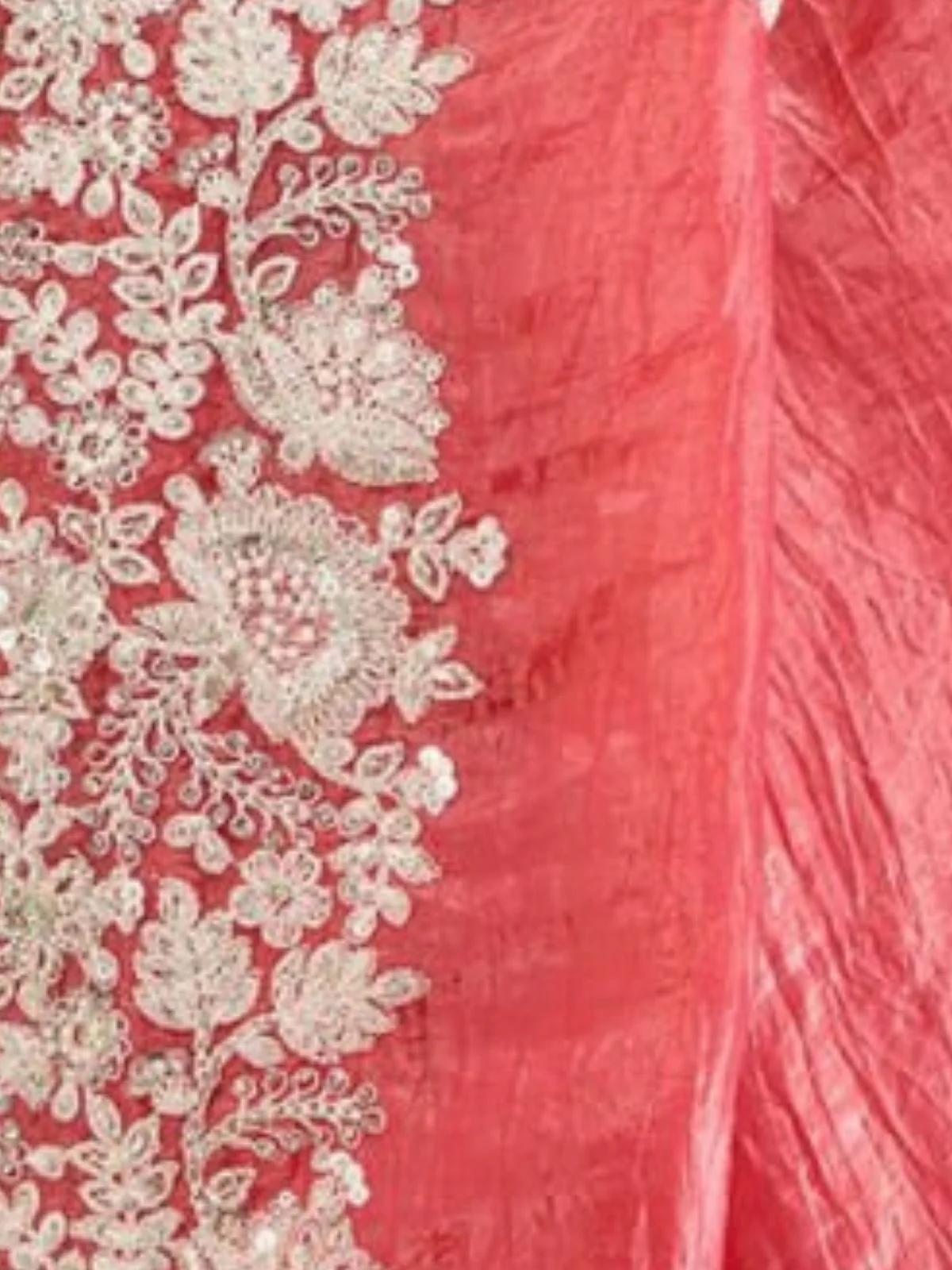Odette Peach Crush Embellished Saree For Women - Image 4