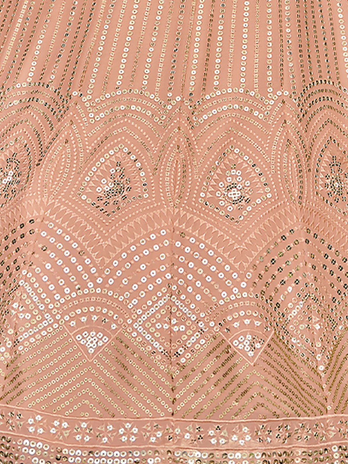 Odette Peach Embellished Georgette Semi Stitched Lehenga With Blouse For Women - Image 5