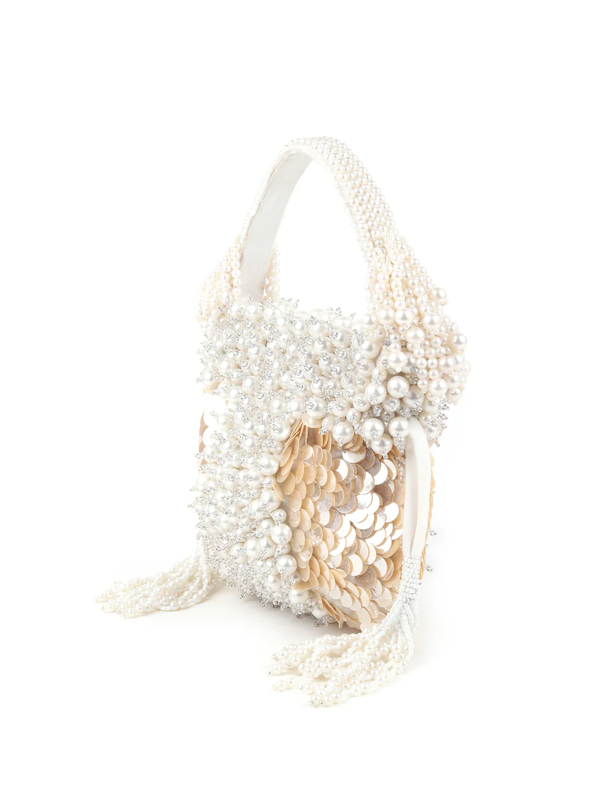 Odette White Embroidered Bridal Potli Bag For Women - Image 4