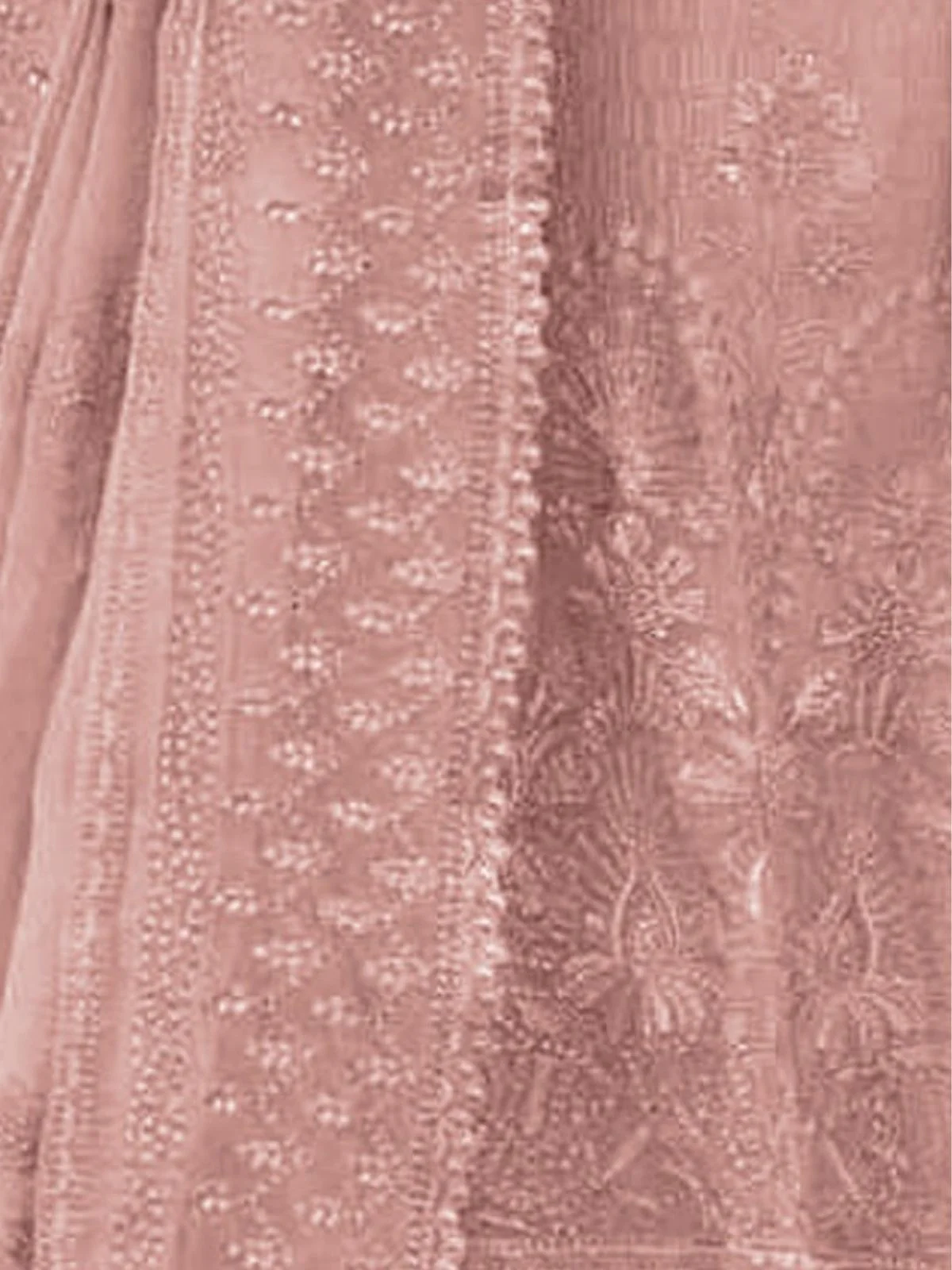 Odette Peach Georgette  Embroidered Semi-Stitched Kurta Set For Women - Image 3