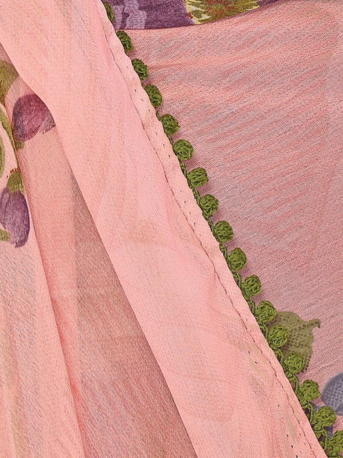 Odette Peach Georgette Printed Saree For Women - Image 5