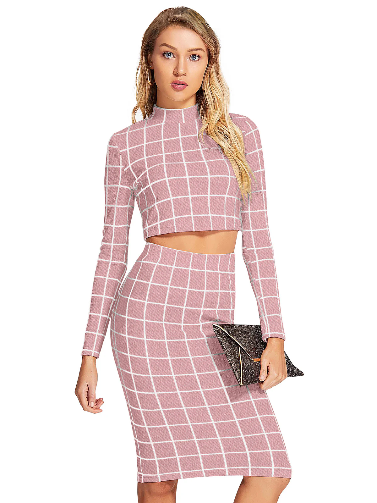 Odette Light Pink Knit Fabric Stitched Co Ord Set For Women - Image 2