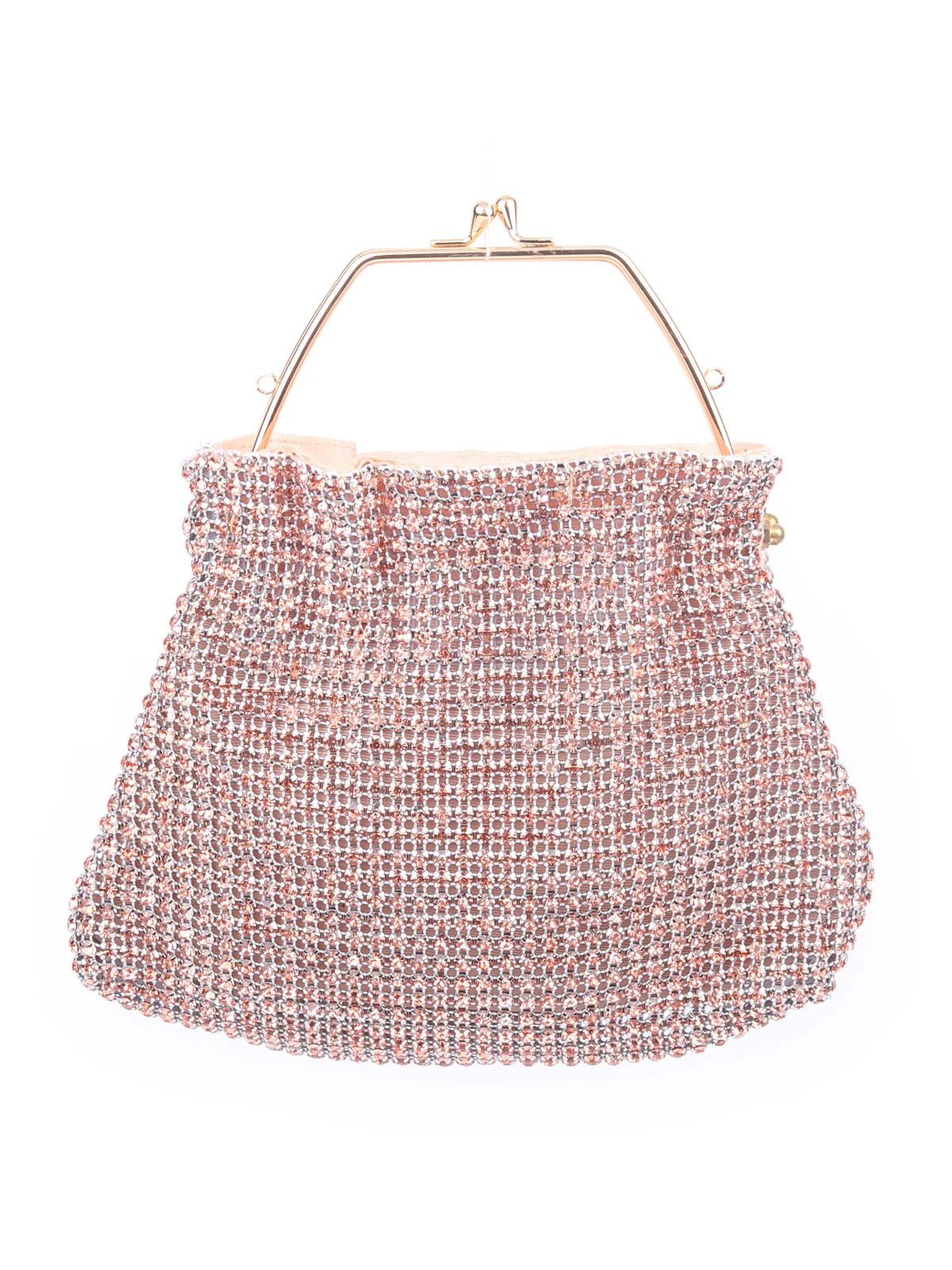 Odette Peach Metallic Stones Work Clutch For Women - Image 5