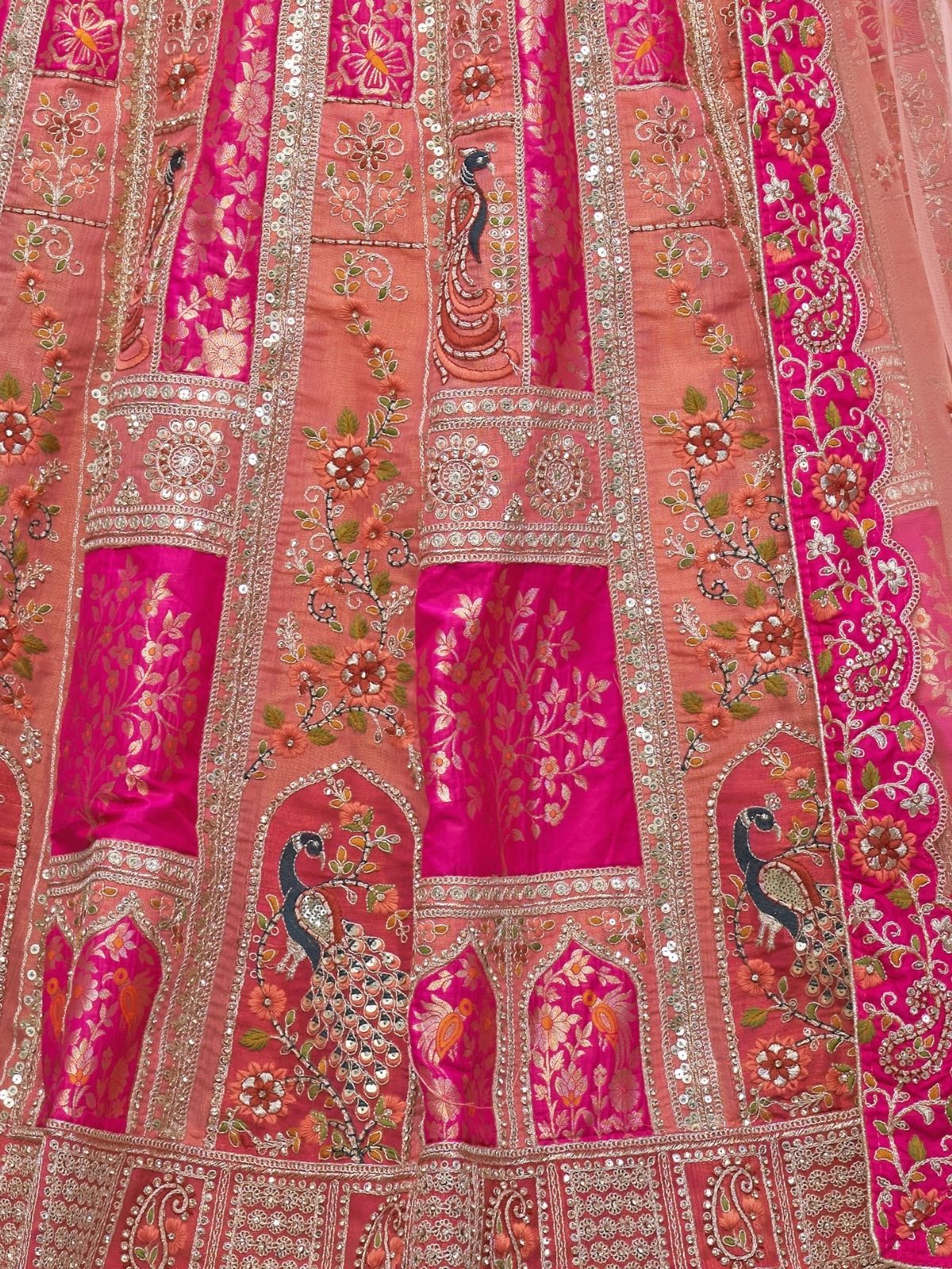 Odette Peach Organza Embellished Semi-Stitched Lehenga With Unstitched Blouse For Women - Image 6