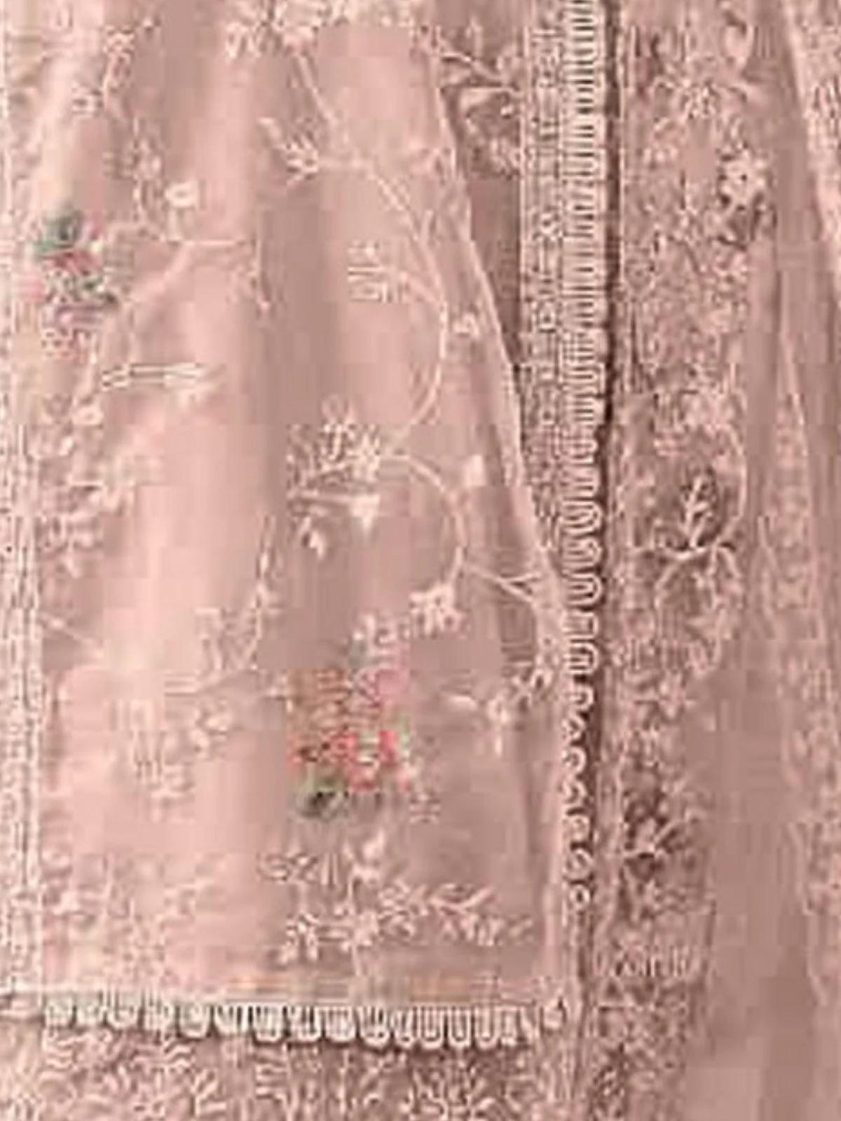 Odette Peach Organza Embroidered Semi Stitched Kurta Set For Women - Image 3