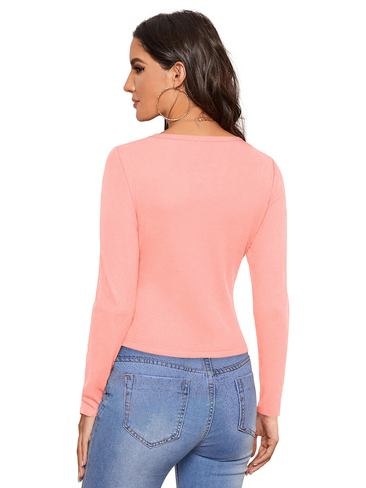 Odette Peach Polyester Solid Top For Women - Image 4