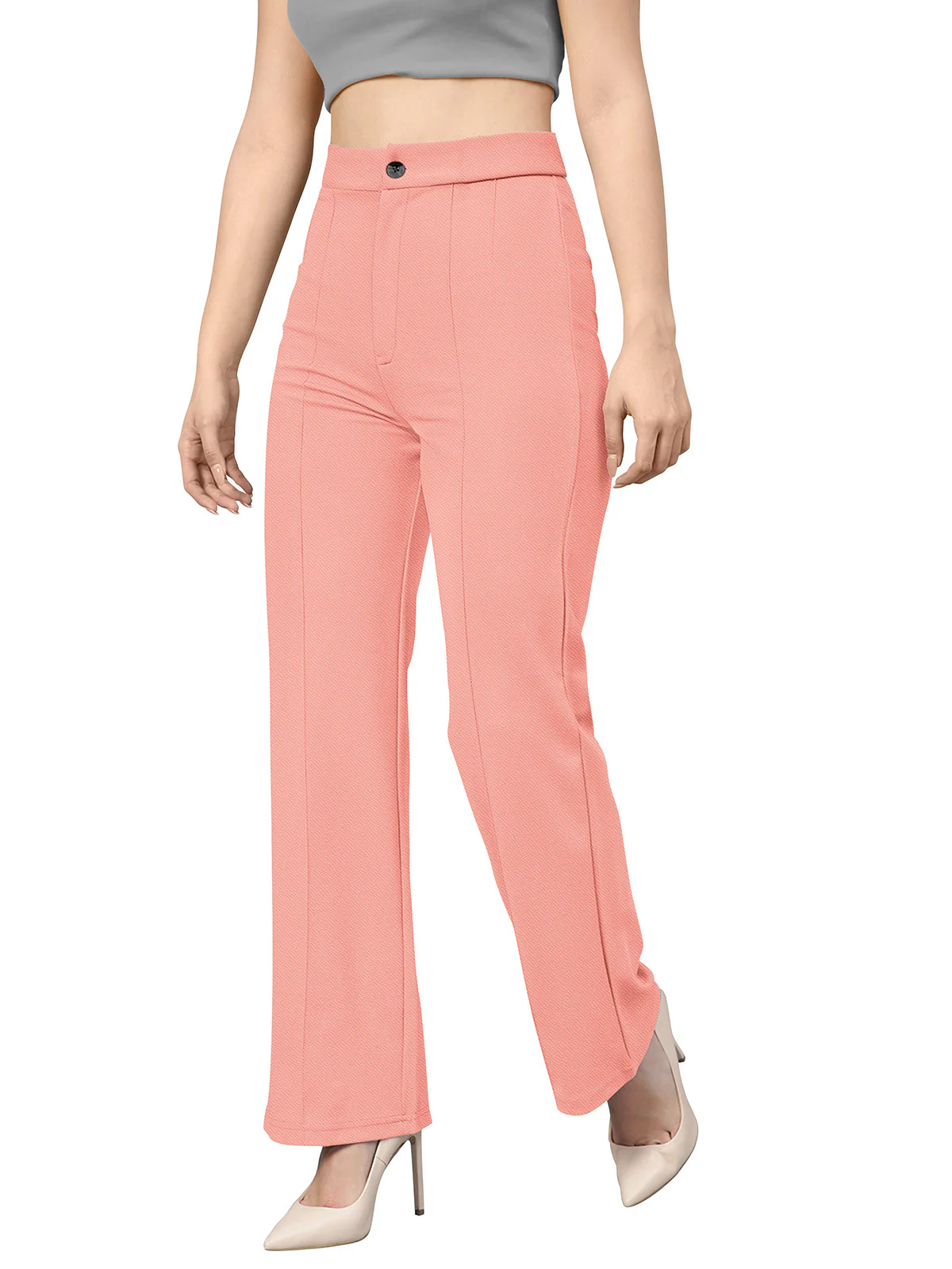 Odette Peach Polyester Trouser For Women - Image 3