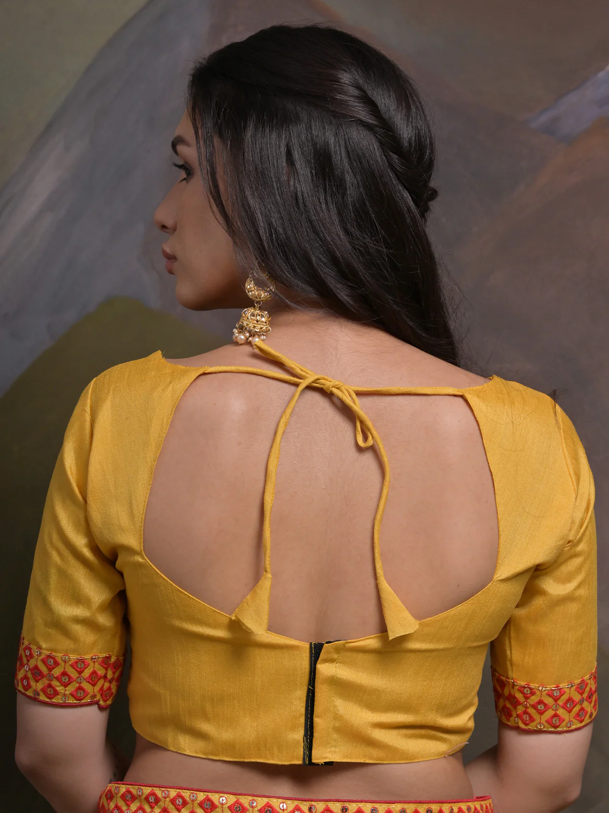 Odette Pink Printed Chiffon Saree With Unstitched Blouse For Women - Image 7