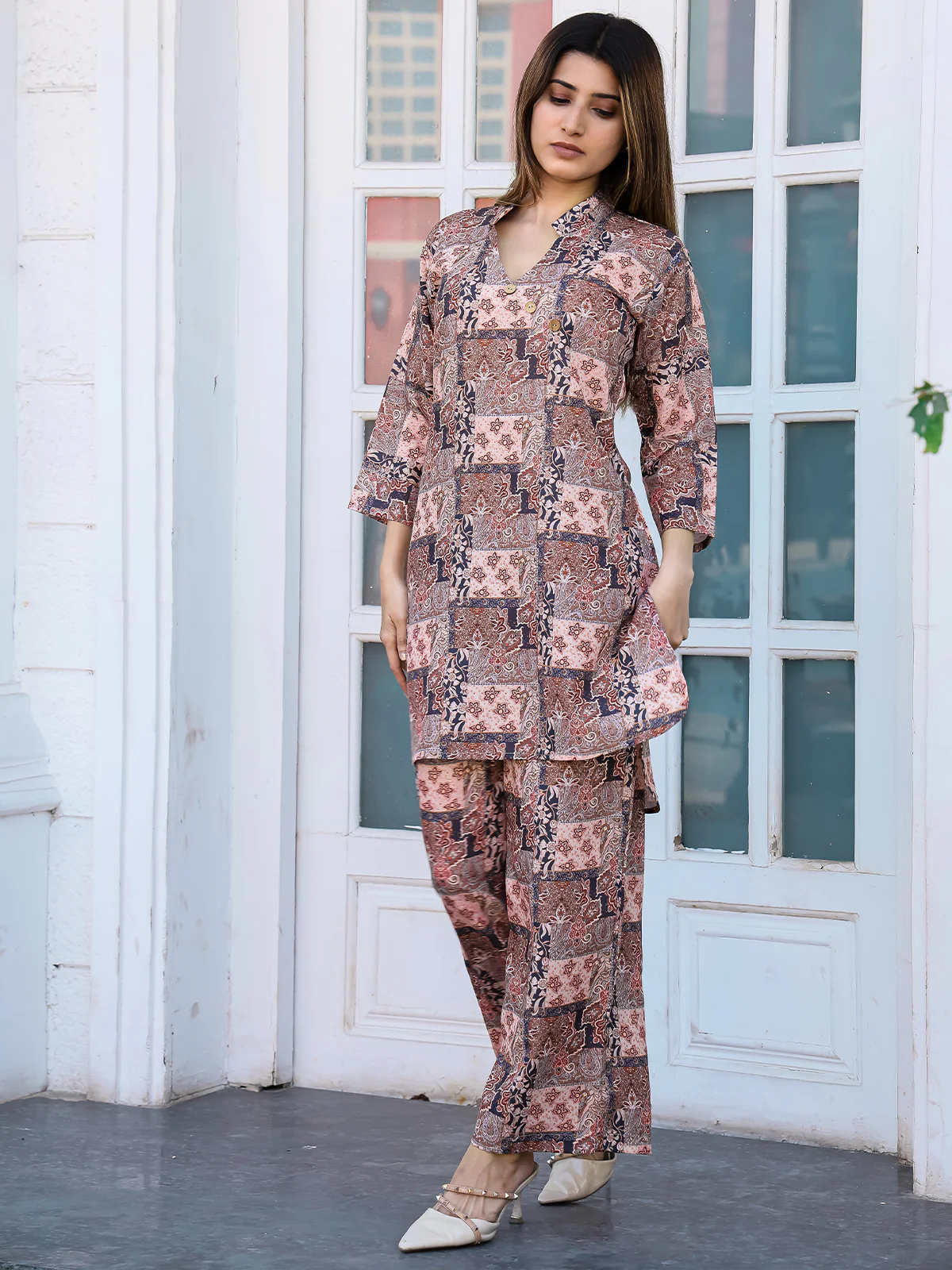 Odette Multicolor Cotton Printed Co Ord Set for Women - Image 2