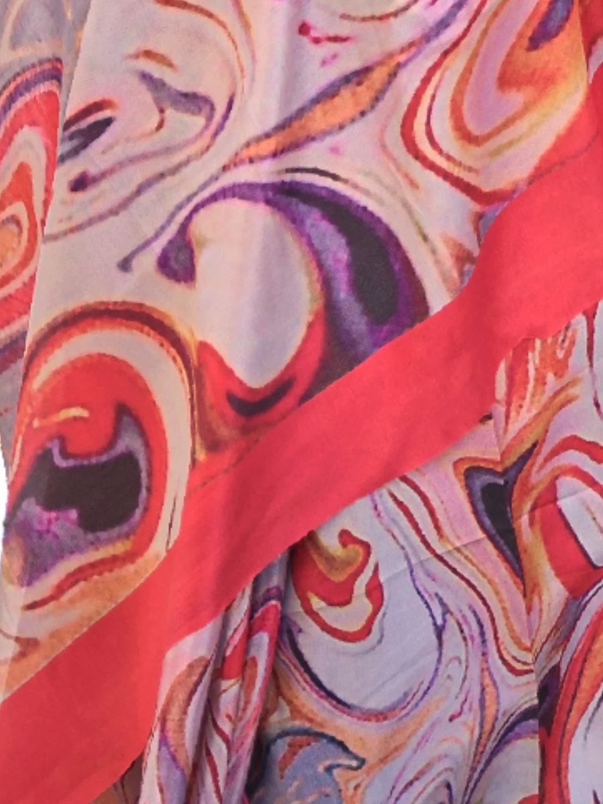 Odette Peach Silk Blend Printed Saree With Unstitched Blouse For Women - Image 3