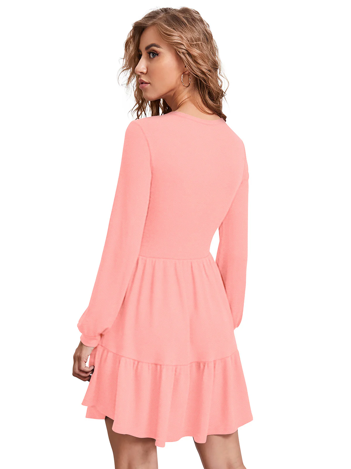 Odette Peach Skater Knit Fabric Dress For Women - Image 3
