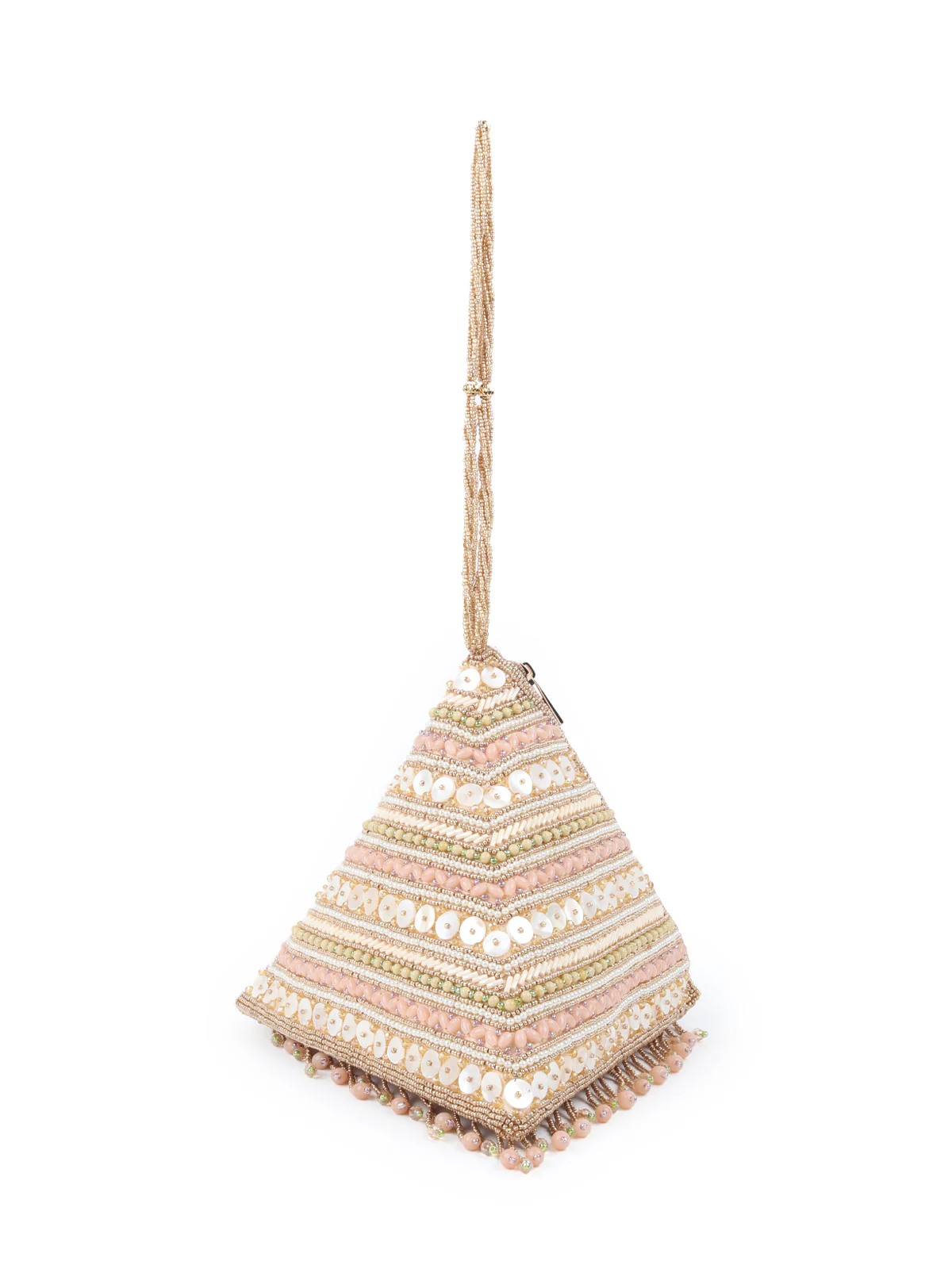 Odette Peach Structured Pyramid Clutch Bag For Women - Image 4