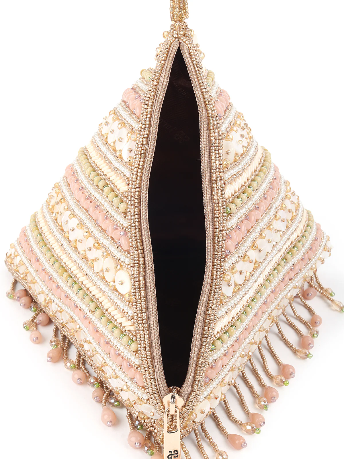 Odette Peach Structured Pyramid Clutch Bag For Women - Image 5