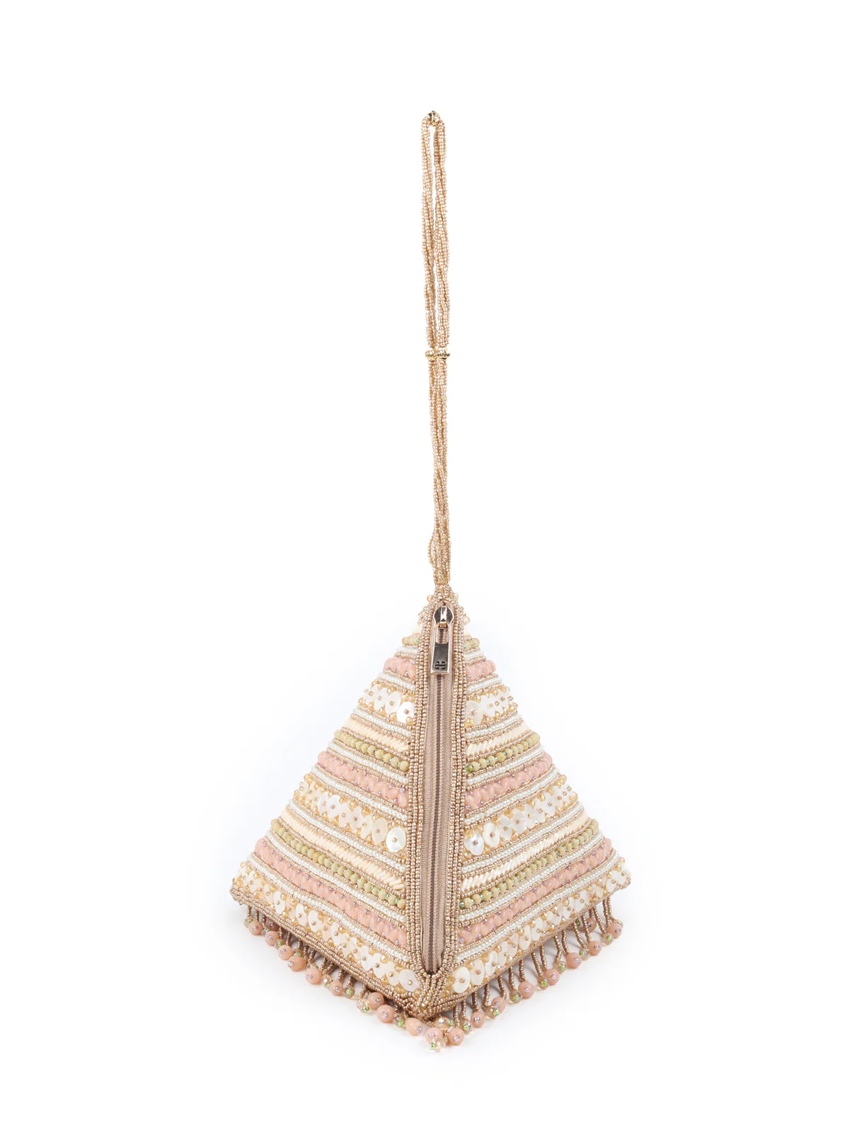 Odette Peach Structured Pyramid Clutch Bag For Women - Image 6