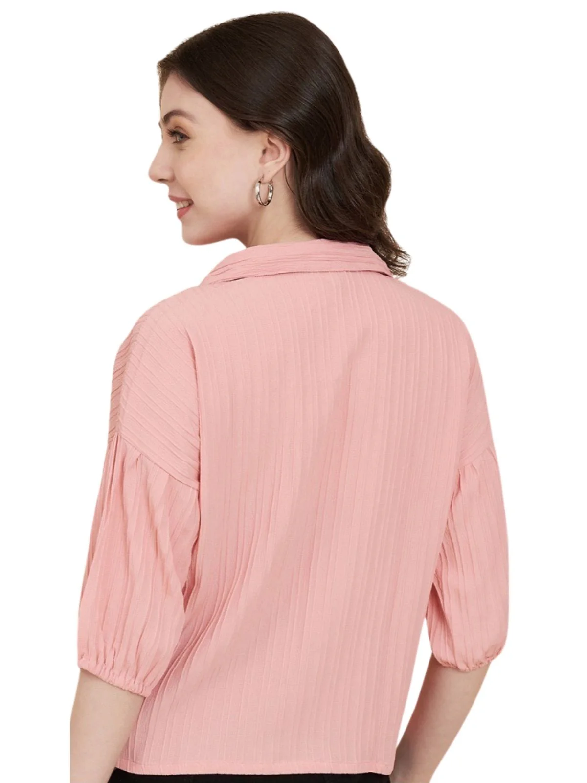 Odette Peach Sugarcane Solid Shirt For Women - Image 3