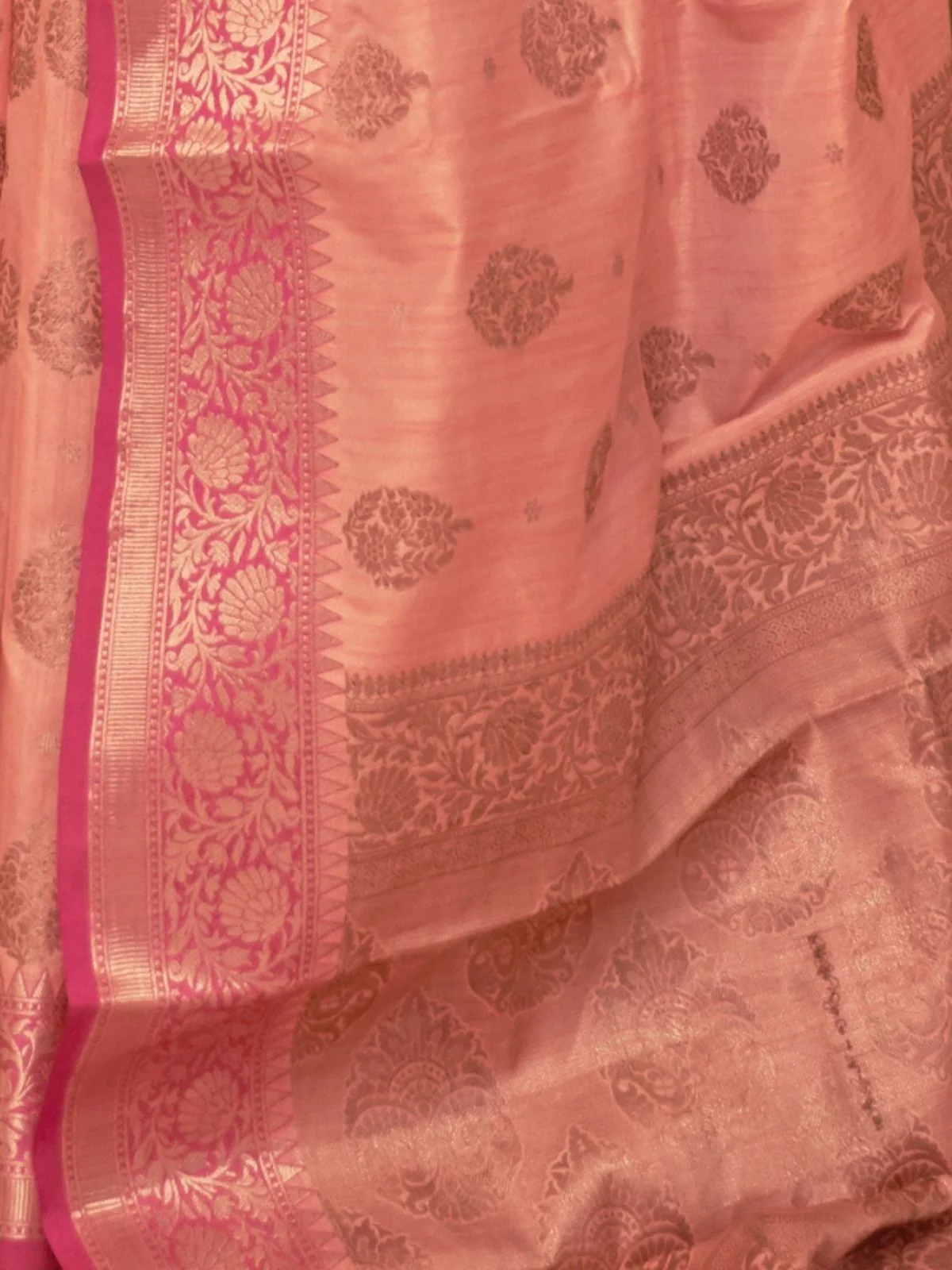 Odette Peach Woven Design Silk Blend Saree With Unstitched Blouse For Women - Image 3
