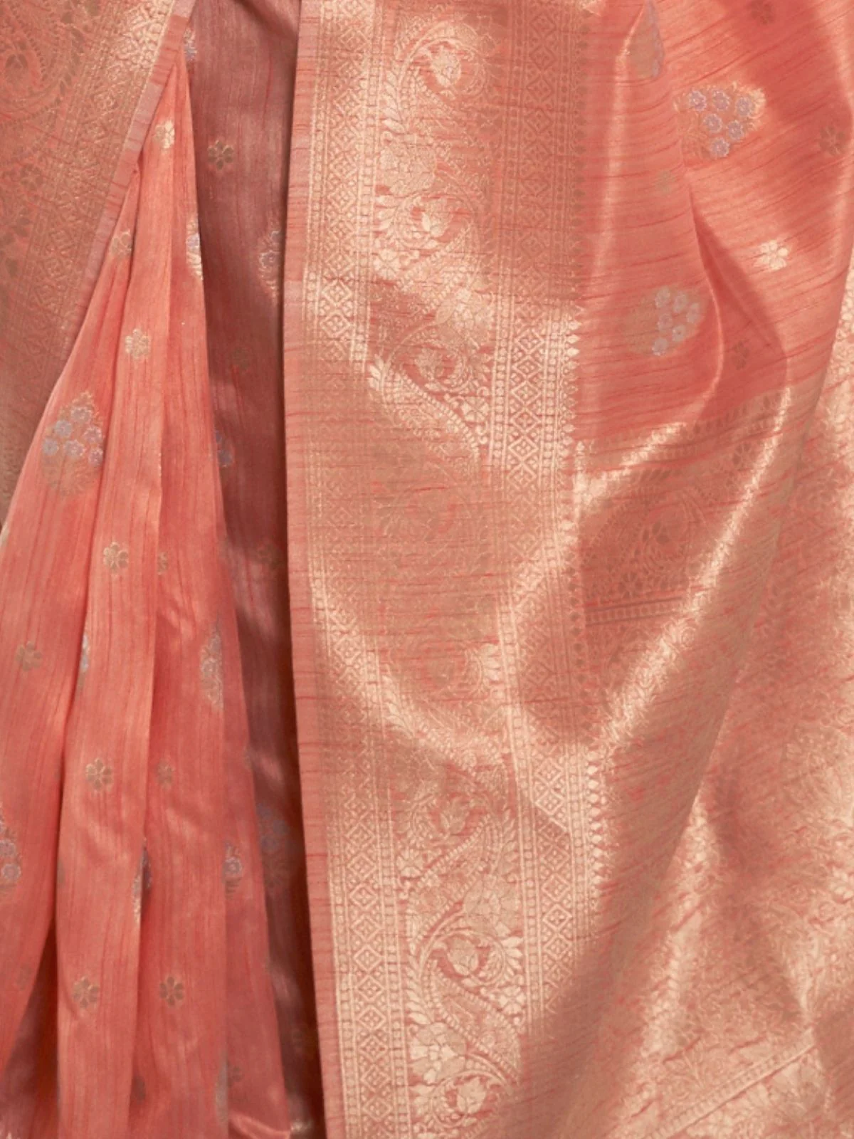Odette Peach Woven Design Silk Blend Saree With Unstitched Blouse For Women - Image 3