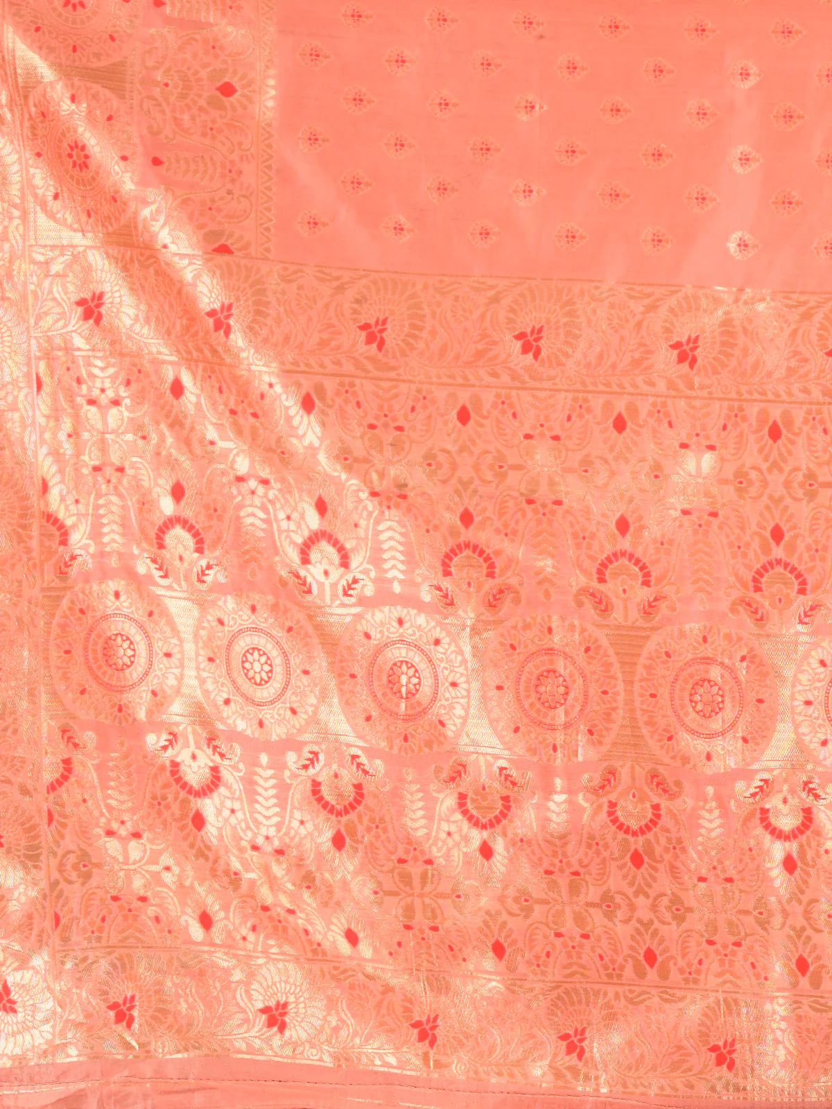Odette Peach Woven Silk Blend Saree With Unstitched Blouse For Women - Image 5