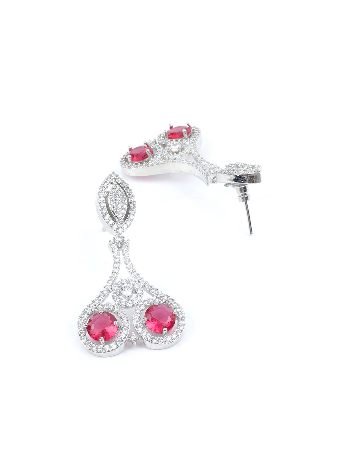 Odette Pink Alloy Embellished Jewellery Set For Women - Image 5