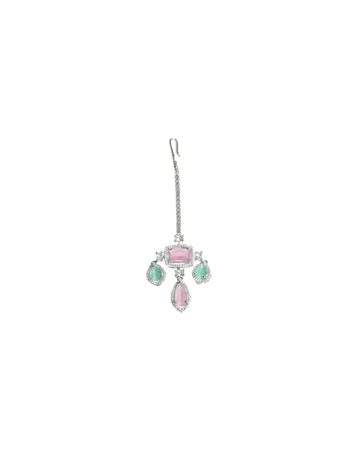 Odette Pink And Green Alloy Embellished Jewellery Set For Women - Image 4