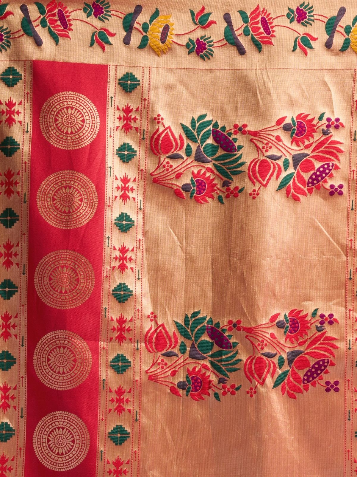 Odette Pink and Maroon Silk Blend Woven Saree For Women - Image 6