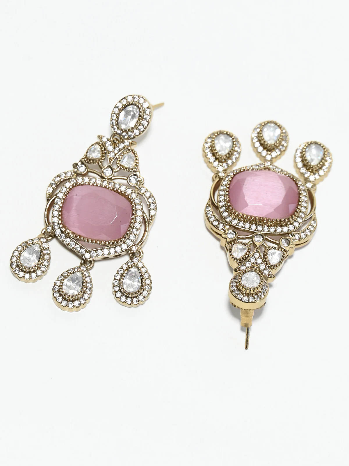 Odette Pink And White Alloy Stone Jewellery Set For Women - Image 4