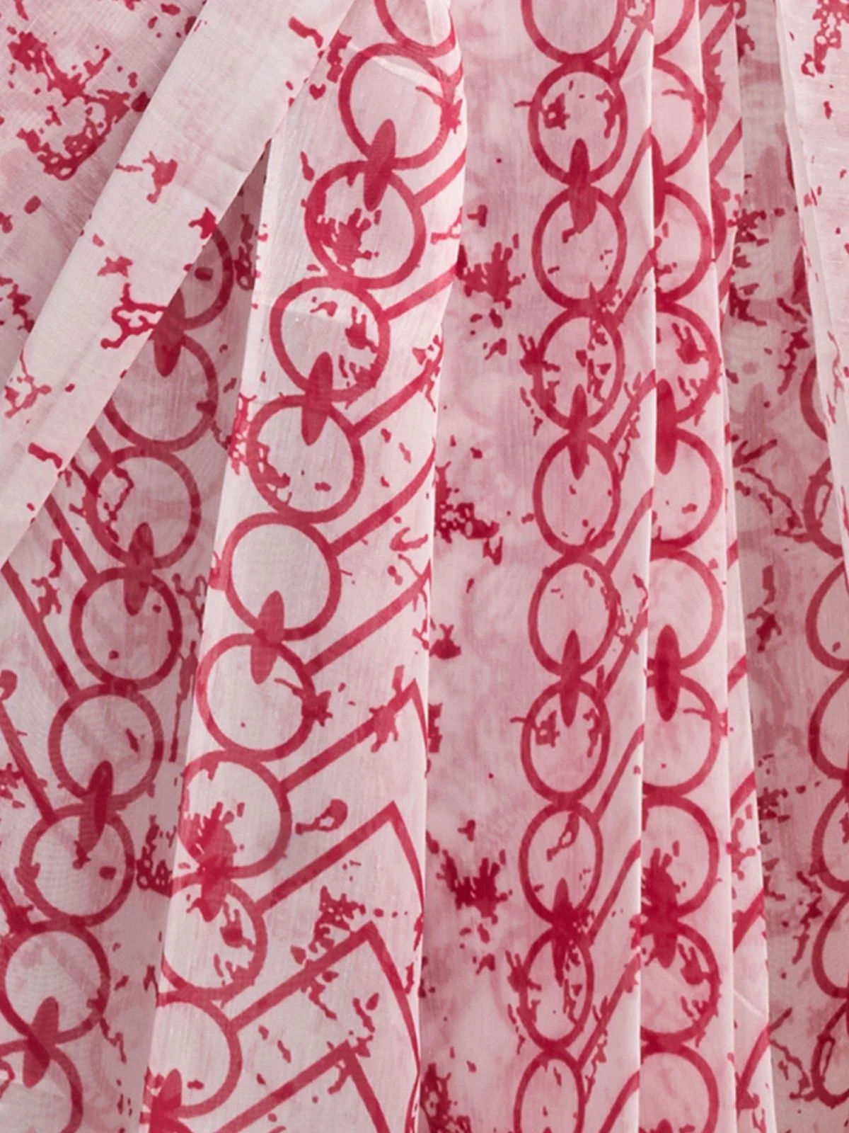 Odette Pink And White Cotton Linen Zari Work Saree For Women - Image 6