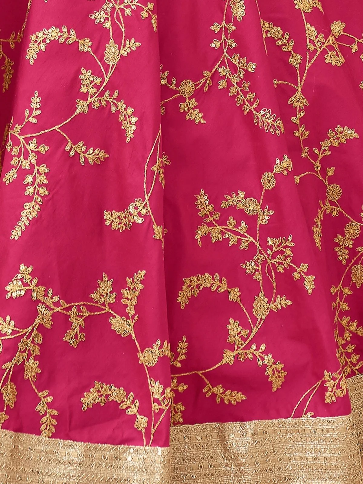 Odette Pink Art Silk Embroidered Semi Stitched Lehenga With Blouse For Women - Image 4
